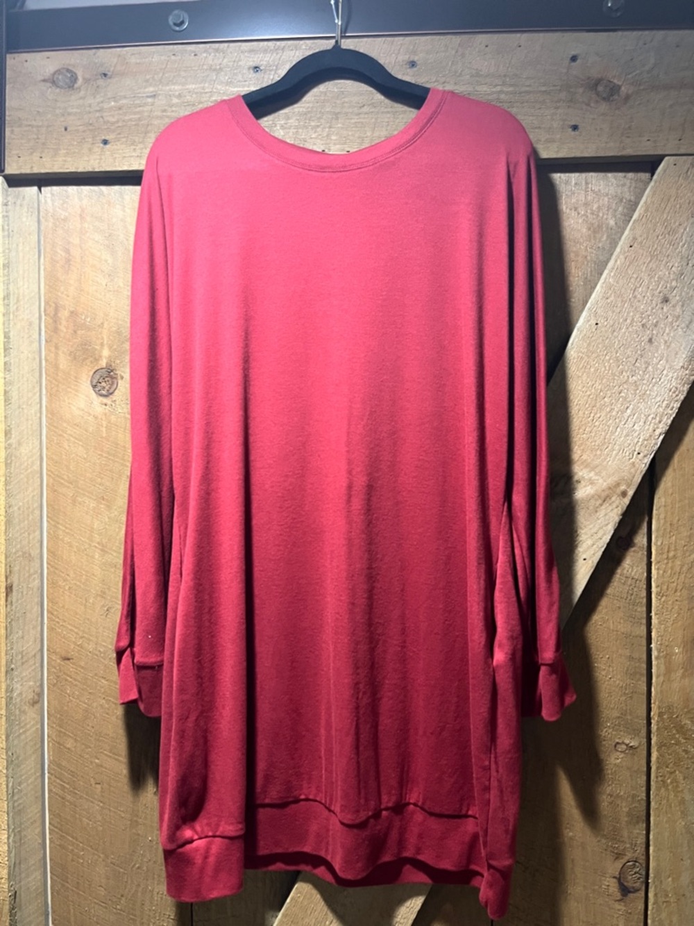 Relaxed Long Sleeve Tunic Top in Coral
